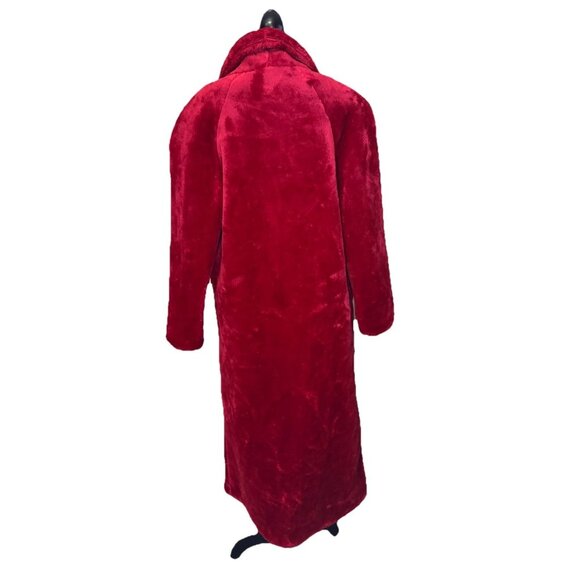 NWT VTG Red Faux Fur Long Line Full Length Duster Coat Mob Wife Glam Hollywood S - Picture 3 of 9
